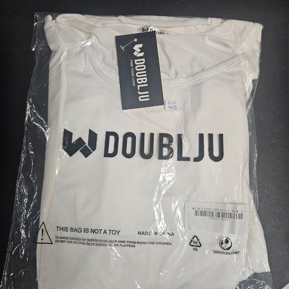 oubleJu 3X Off-White T-Shirt, gathered sides, split sleeve - Picture 2 of 5